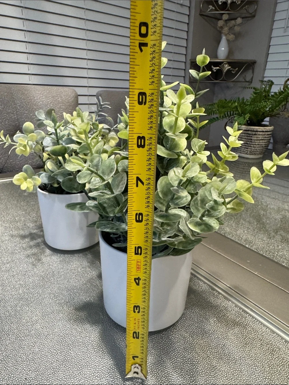 Artificial Eucalyptus Tabletop Plant in White Pot - Green- set of 2